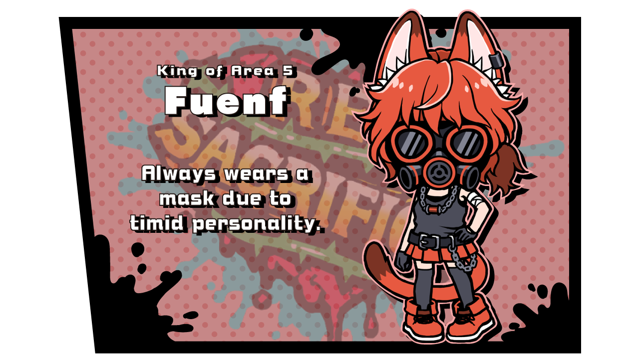 king of Area 5 Fuenf Always wrears a mask due to timid personality.
